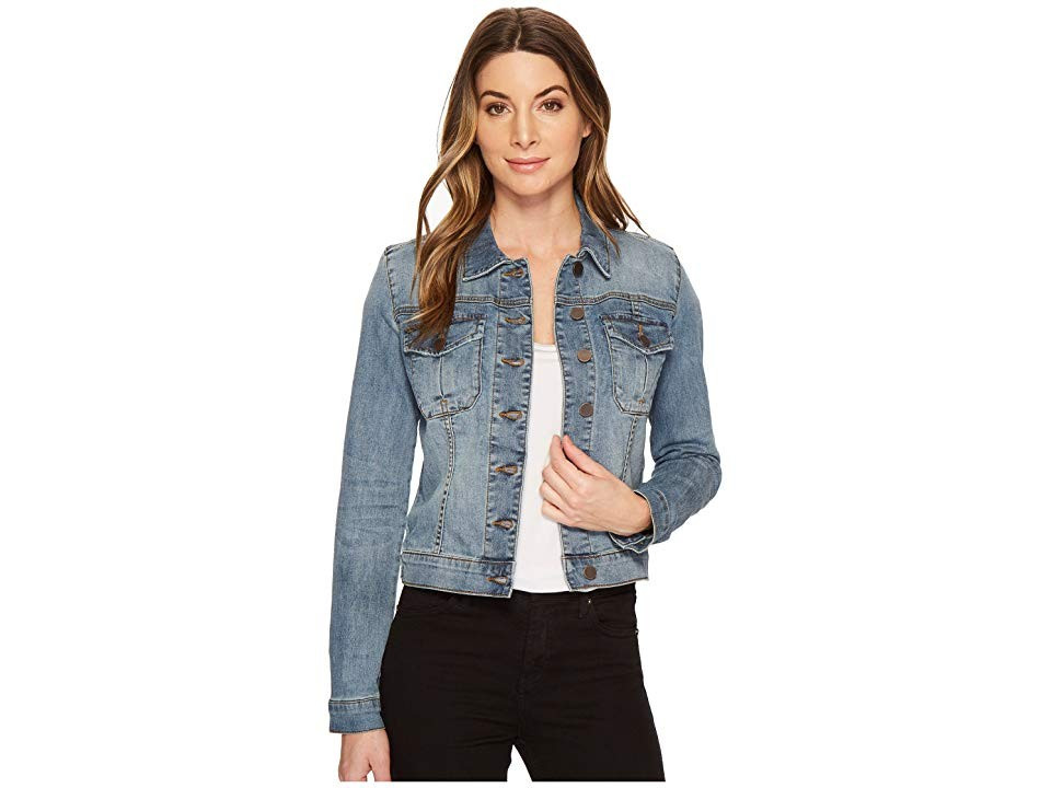 KUT from the Kloth Amelia Jean Jacket Women's Jacket Empathetic/Medium Base Wash : XS, Cotton/Denim/Spandex | Zappos