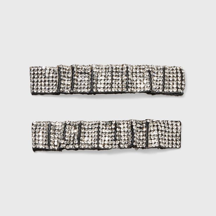 Ruched Rhinestone Snap Hair Barrette 2pc - A New Day™ Black/Clear | Target