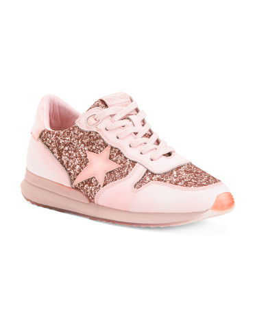 Leather Splendid Sneakers With Glitter Embellishment | TJ Maxx