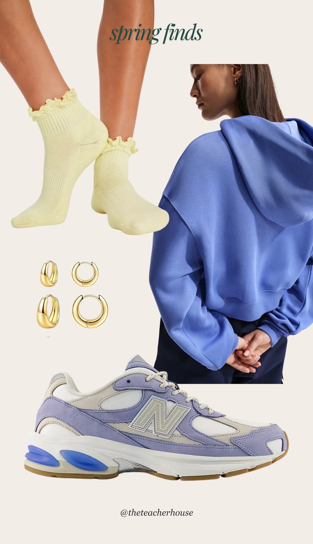 Butter yellow and light blue - cutest colors for this spring!! 🌼🪻Spring sneakers, hoodie, ruffle socks & gold hoops  

#LTKootd #LTKSpringSale #LTKSeasonal