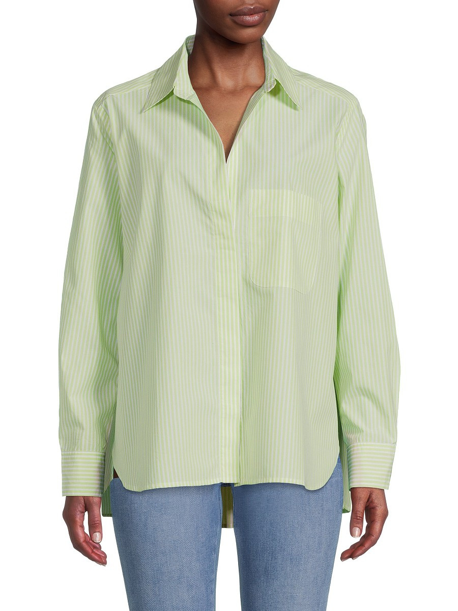 French Connection Men's Rhodes Pinstripe Cotton Shirt - Green - Size S | Saks Fifth Avenue OFF 5TH