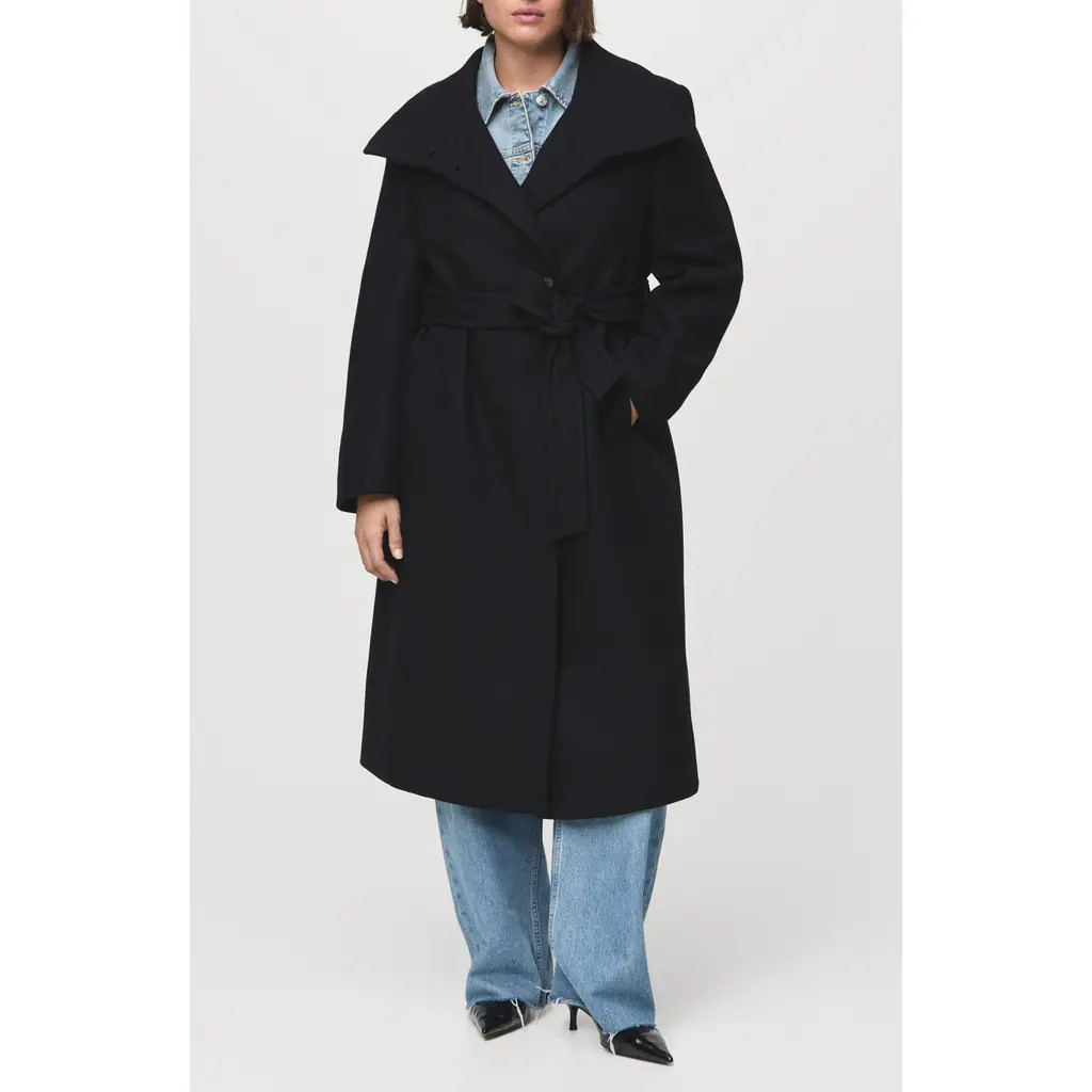 MANGO Manteco Virgin Wool Blend Coat in Black at Nordstrom, Size Large | Nordstrom