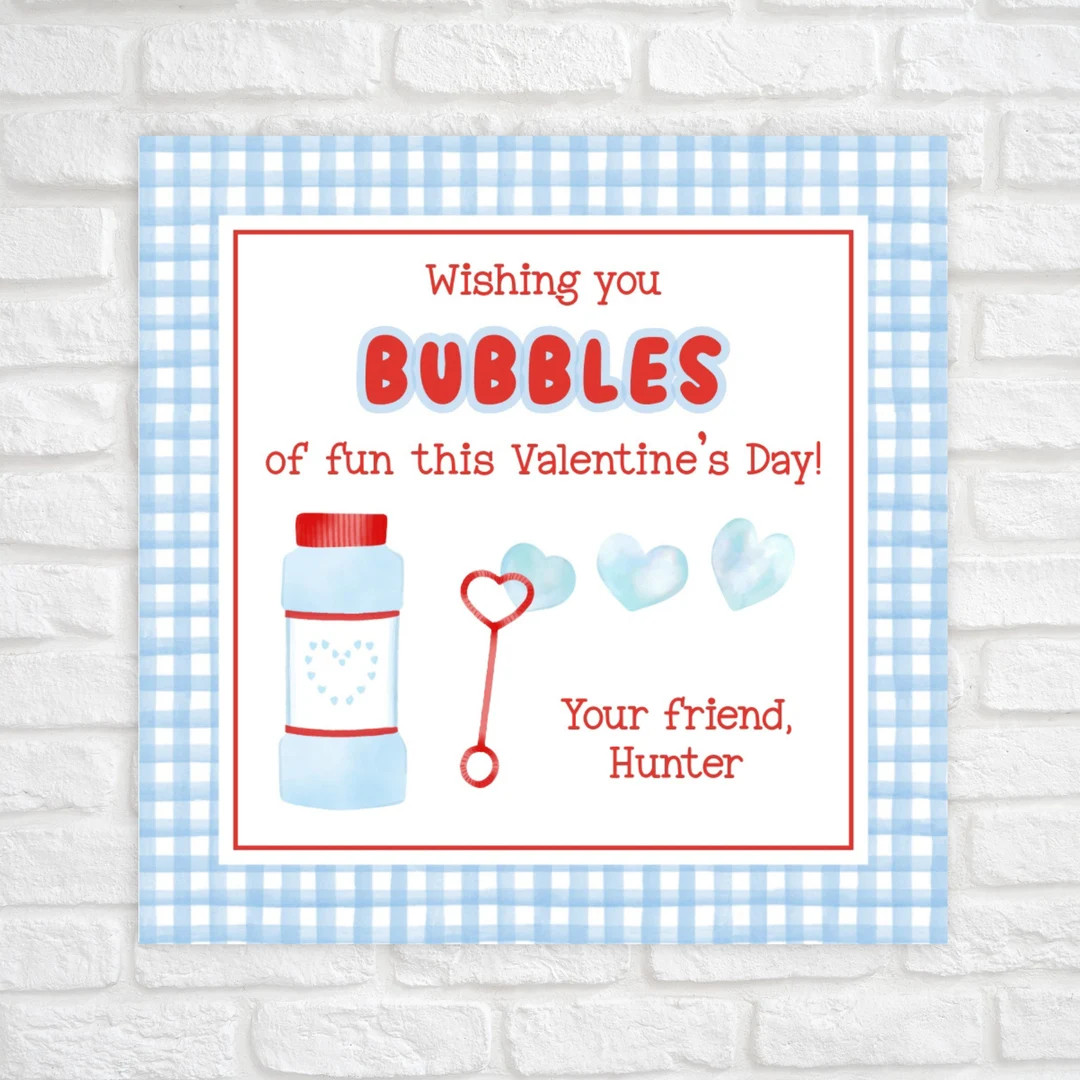 Printable Valentine Cards for Kids, Bubbles Valentine Tag, Classroom Valentines, Bubbles Valentin... | Etsy (US)