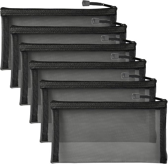 Mesh Bags with Zipper (6 Packs), Small Nylon Makeup Bag Cosmetic Pouches Travel Organizer Case fo... | Amazon (US)