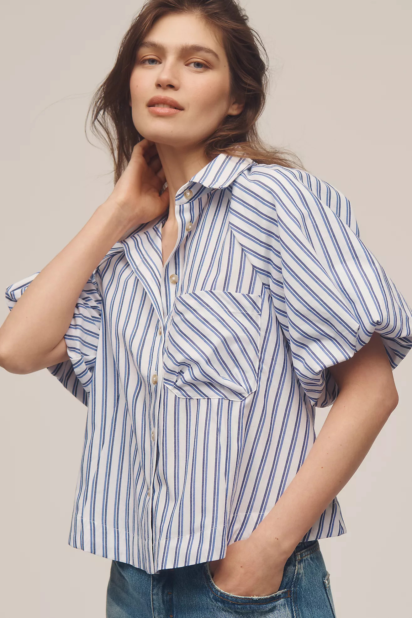 The Zooey Bubble-Sleeve Blouse by Maeve | Anthropologie (US)