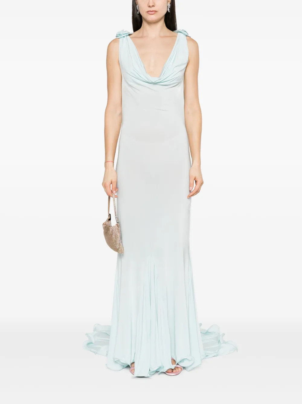 floral-appliqué cowl maxi dress | Farfetch Global