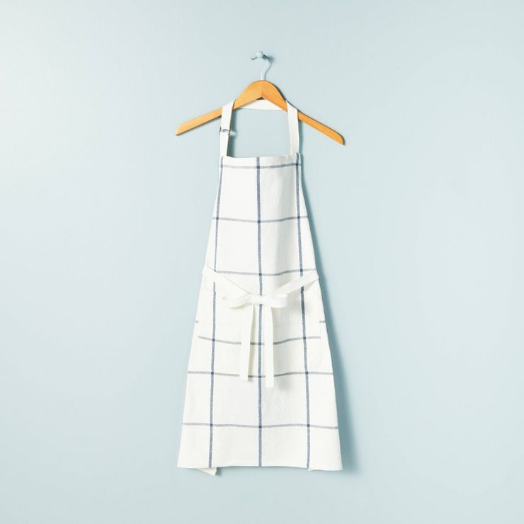 Grid Lines Woven Apron Cream/Blue - Hearth &#38; Hand&#8482; with Magnolia | Target