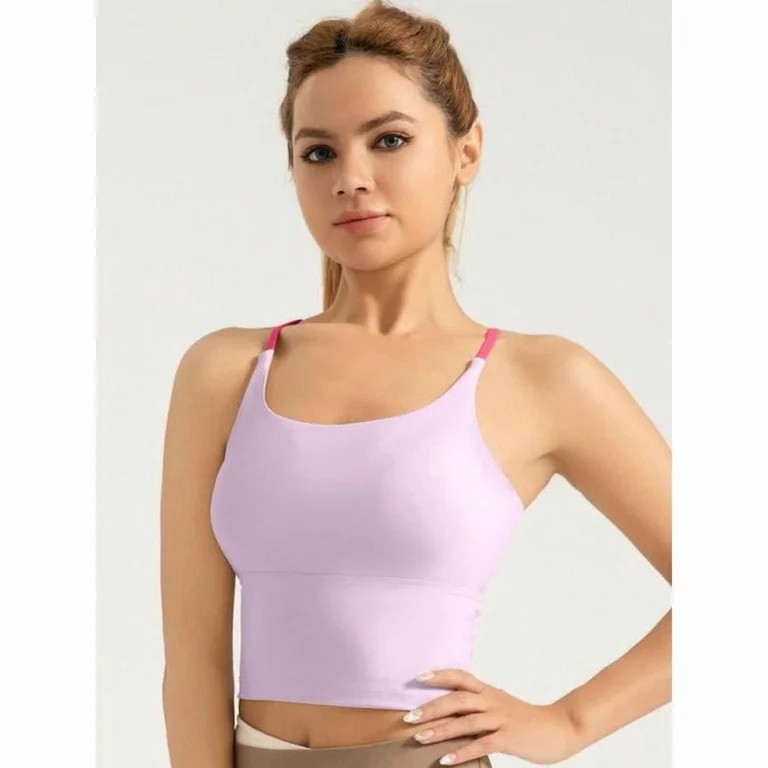 AEXTO Sporty Women's Plain Criss Cross Sports Bra, Comfort and Durability Sports Crop Cami Top,... | Walmart (US)