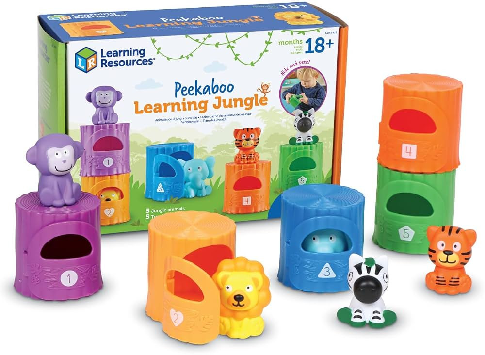 Learning Resources Peekaboo Learning Jungle Toddler,10 Pieces, Ages 18 Months+, Learning Toys, Ba... | Amazon (US)