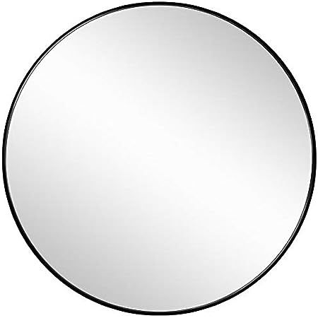 Large Circle Mirror 48 Inch Black Round Mirror with Metal Frame Big Wall Mirror Decorative Mirror Mo | Amazon (US)