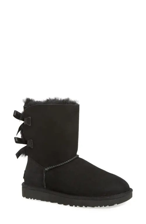 UGG(r) Bailey Bow II Genuine Shearling Boot in Black Suede at Nordstrom, Size 7 | Nordstrom