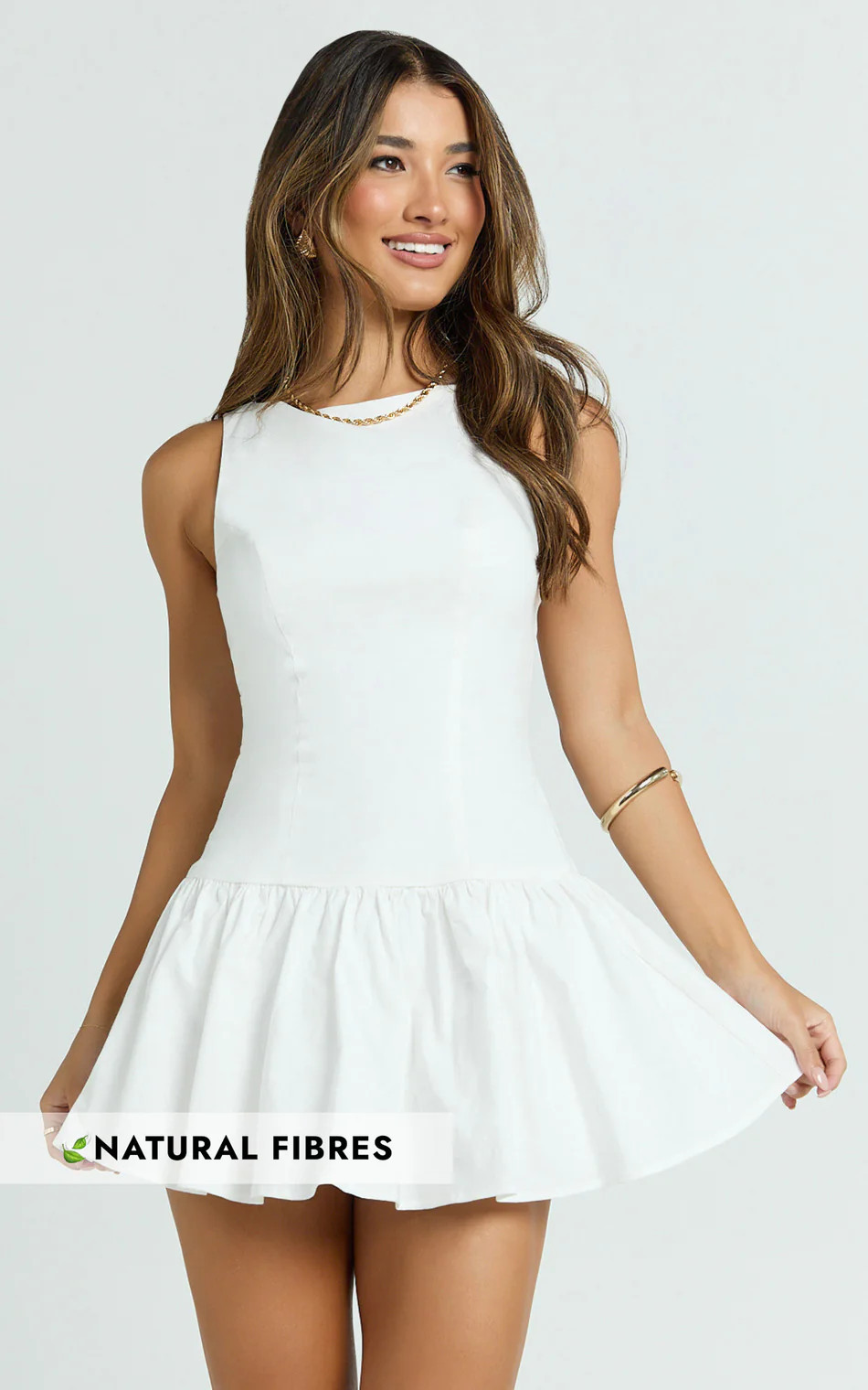 Izira Mini Dress - Boat Neck Drop Waist Shift Dress in White | Showpo (US, UK & Europe)
