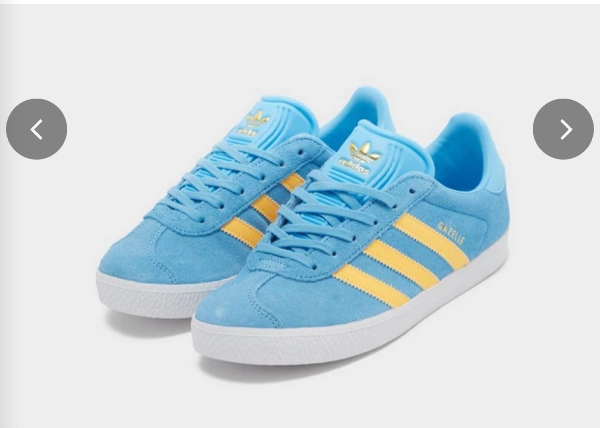 Blue junior gazelles go up to a size 5.5 and are only £55 instead of £90 for the adult ones  

#LTKshoecrush #LTKsalealert #LTKstyletip