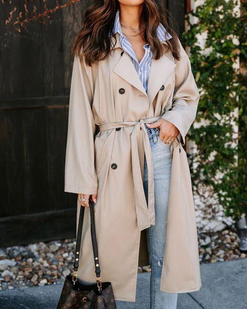 Meet My Expectations Pocketed Lightweight Trench Coat - Taupe | VICI Collection