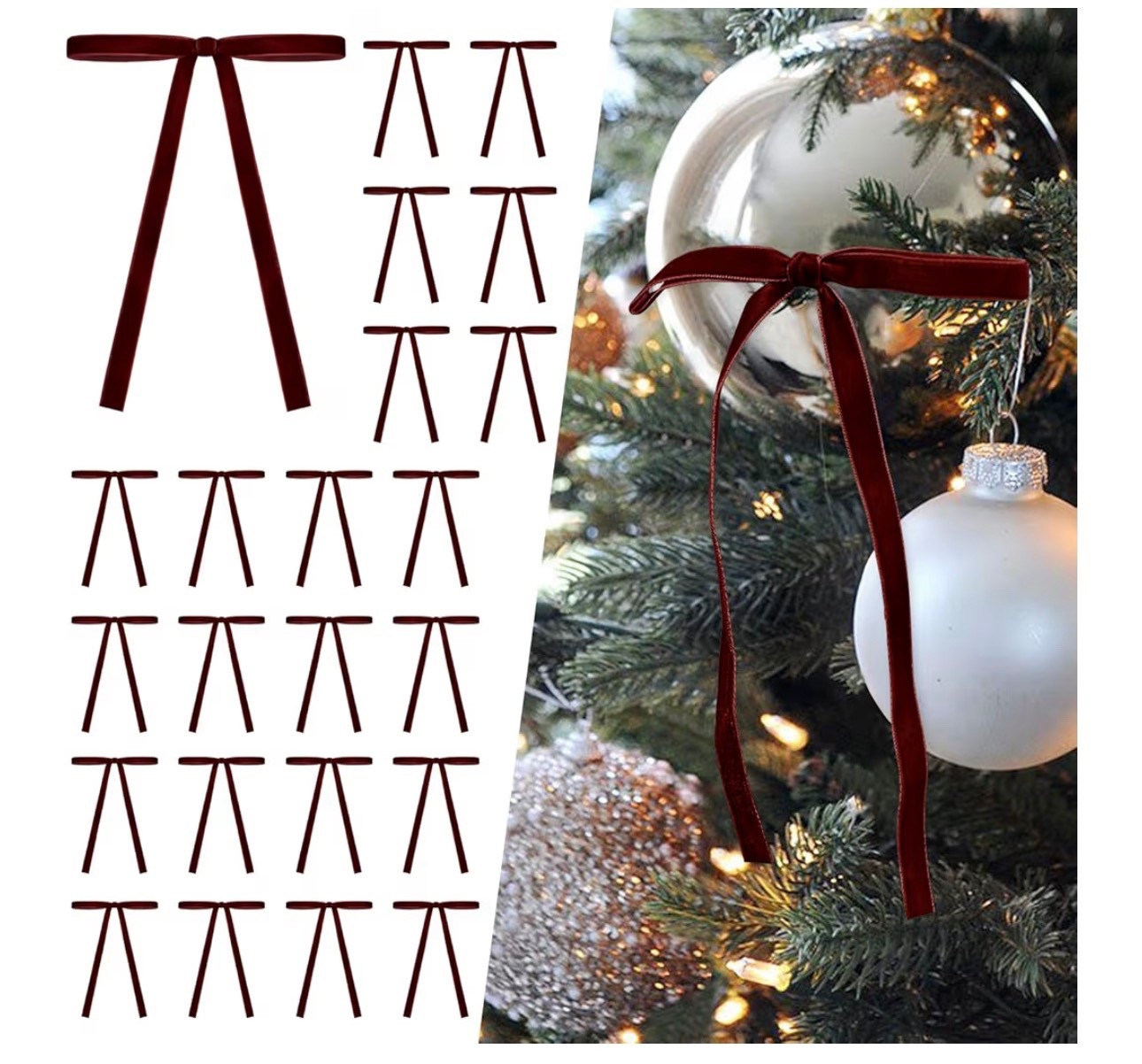 SIMISI RIBBON 24 Pcs Burgundy Velvet Christmas Tree Bows Door Garland Decor Vintage Wreath Bow (3/8'' Wide, 5 * 7 inch

#LTKHome #LTKSeasonal #LTKHoliday