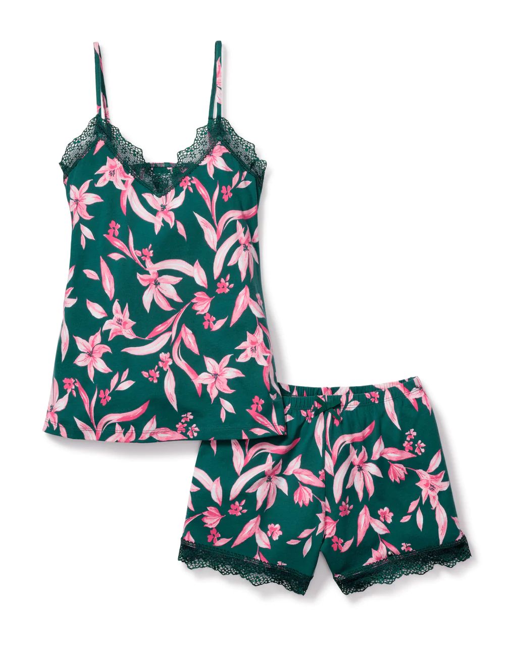 Women's Pima Cami Short Set with Lace in Amalfi Floral | Petite Plume