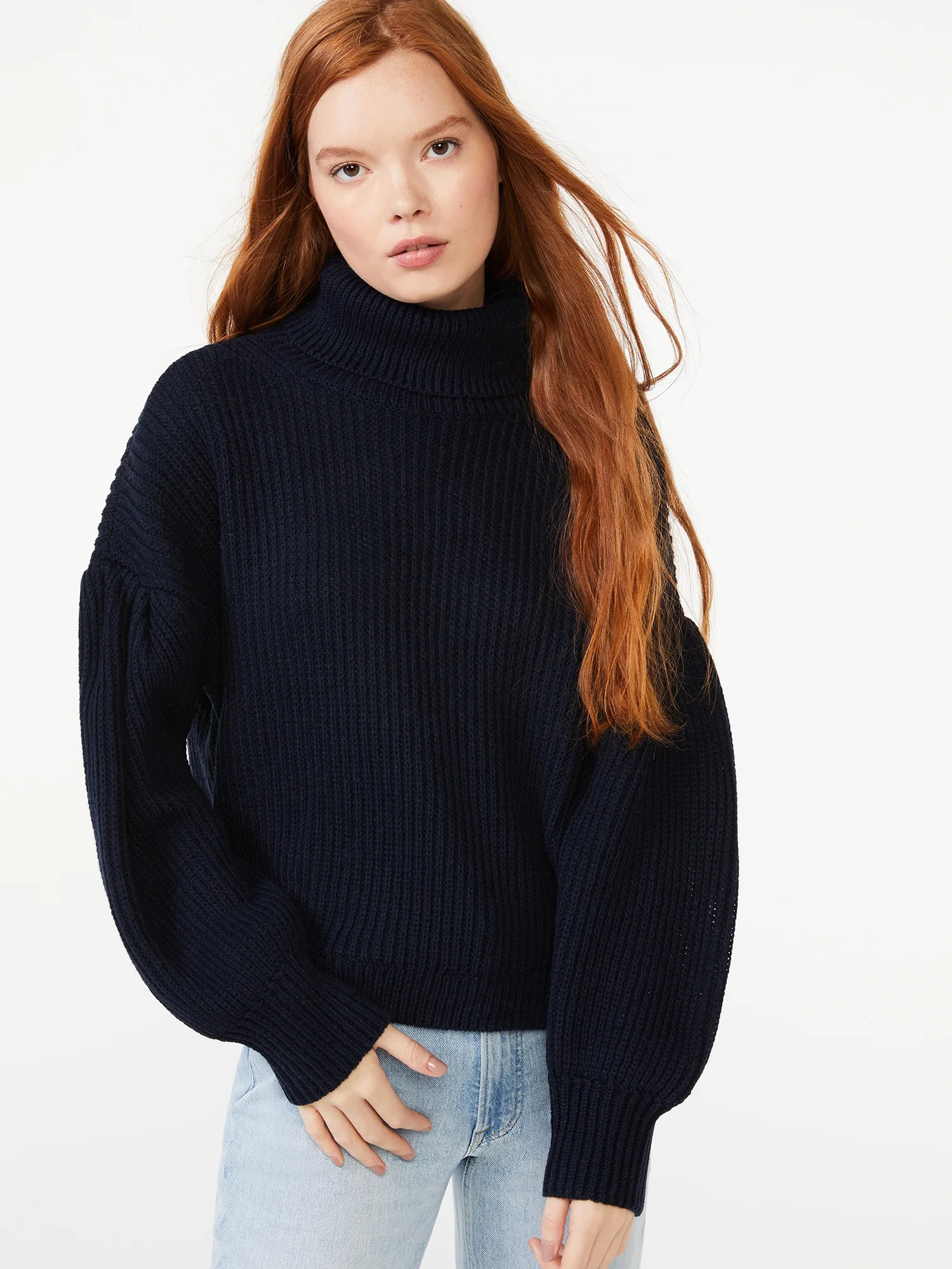 Free Assembly Women's Cowl Neck Sweater with Pleated Shoulders | Walmart (US)