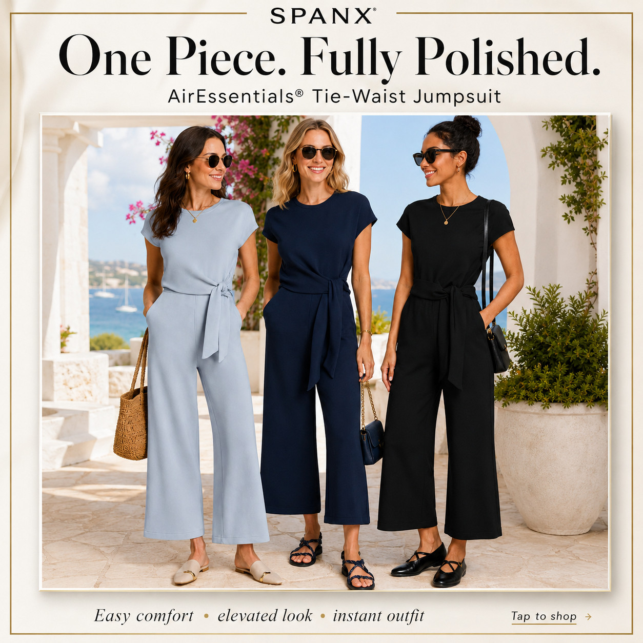 @Spanx Summer Chic | Tie-Waist Jumpsuit ☀️ 

SPANX Jumpsuit That Makes You Look Effortlessly Expensive!!

I did the digging for you, and this is the SPANX jumpsuit I’d grab when you want one piece that does all the work. 

The AirEssentials Tie Waist Jumpsuit gives that polished, pulled-together look without needing to style a full outfit — soft, flattering, lightweight, and easy enough to throw on when you still want to look like you planned the whole thing.

The tie waist gives shape, the wide-leg fit makes it feel elevated, and the sleeveless silhouette keeps it perfect for warm weather, travel days, brunch, errands, casual office outfits, vacation dinners, coffee runs, and everyday summer outfits that need to look chic but feel comfortable. 

It’s the kind of piece that looks expensive with sandals and a woven bag, sneakers for travel, flats for work, or a jacket layered over it for dinner.

This is why I love a good one-and-done outfit: no matching, no overpacking, no outfit spiral. 

Just throw it on and instantly look styled. 

If you want a closet staple you’ll reach for on repeat, this SPANX jumpsuit is absolutely worth saving.

🔹 Available in Regular, Short/Petite & Tall

↓ Everything is linked!

#LTKActive #LTKSaleAlert #LTKTravel