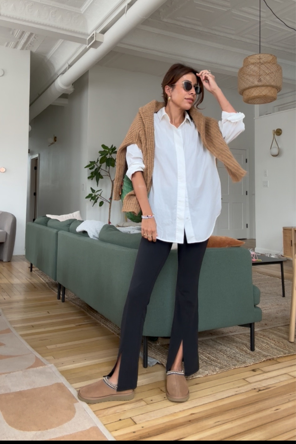 casual legging and ugg slipper ootd | love these split hem ones from athleta. wearing a petite 0. 

#LTKshoecrush #LTKfindsunder100 #LTKstyletip