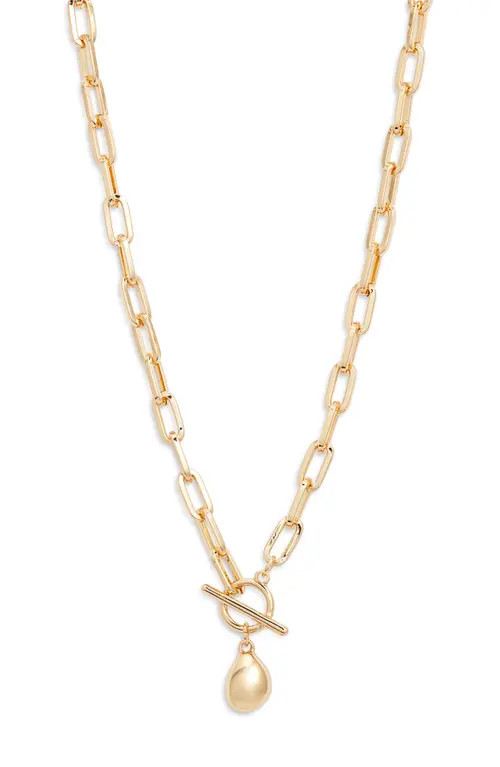 Nordstrom T-Bar Pebble Pendant Necklace in Gold at Nordstrom | Nordstrom