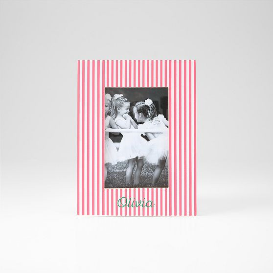 Block Print Photo Frame, 4X6, Vertical, Pink Stripe | Mark and Graham