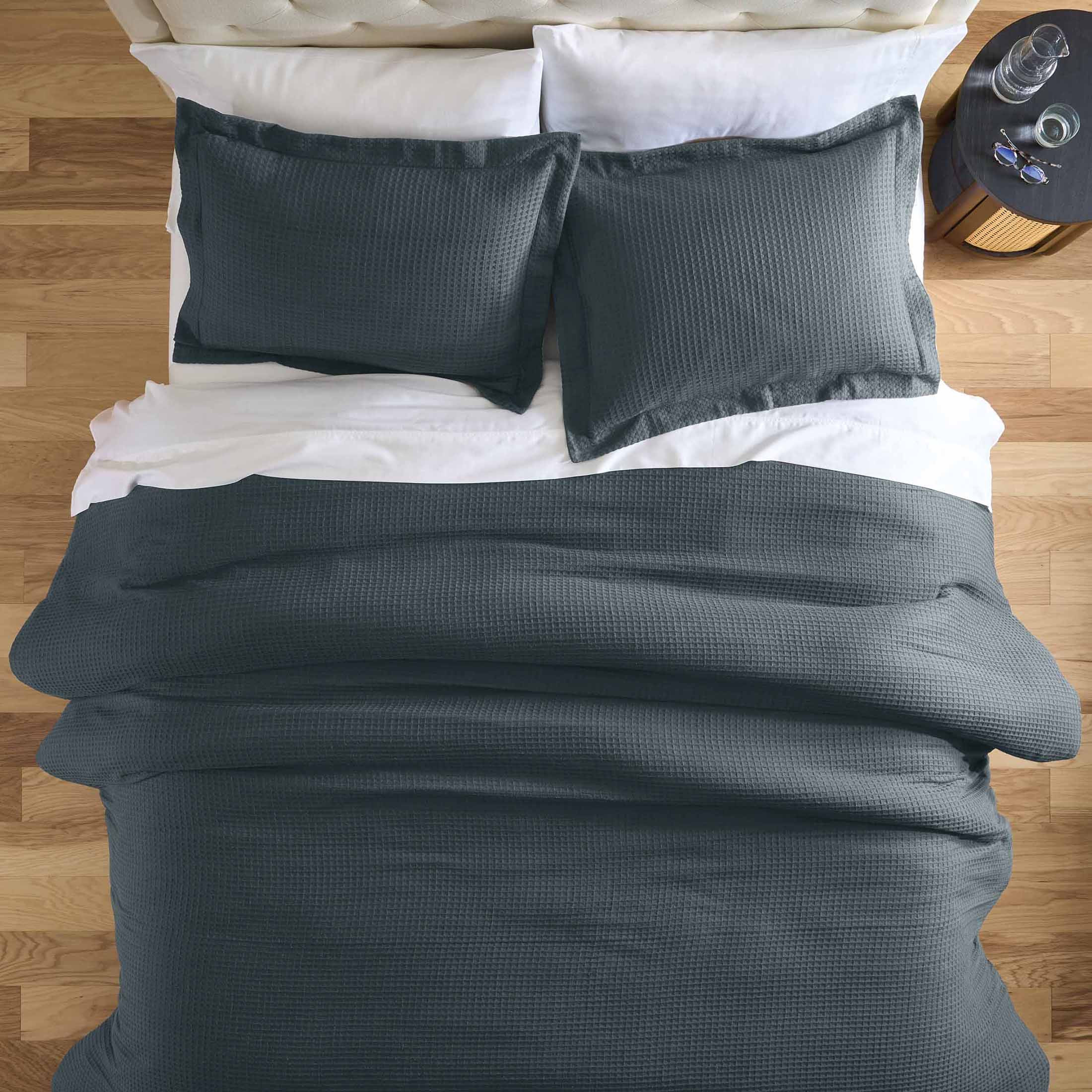 Better Homes & Gardens 3-Piece Grey Waffle Stripe Comforter Set, Adult King | Walmart (US)
