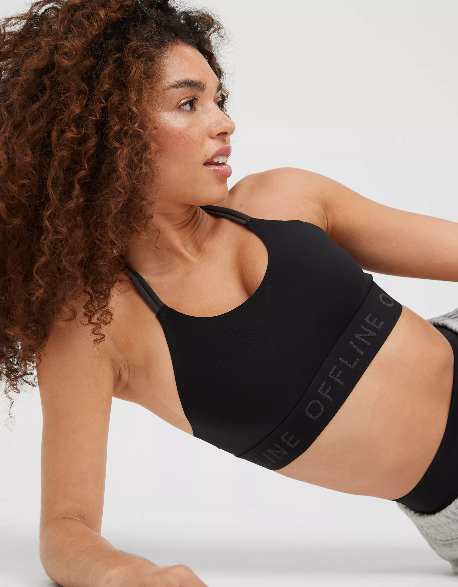 OFFLINE By Aerie Goals Logo Strappy Sports Bra | Aerie
