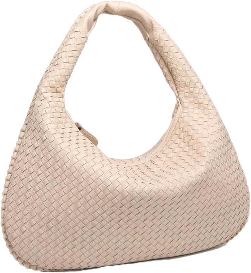 Aiyify Woven Bag Leather Women's Shoulder Handbags Top-handle Crescent Bag Woven Handbag Purses T... | Amazon (US)