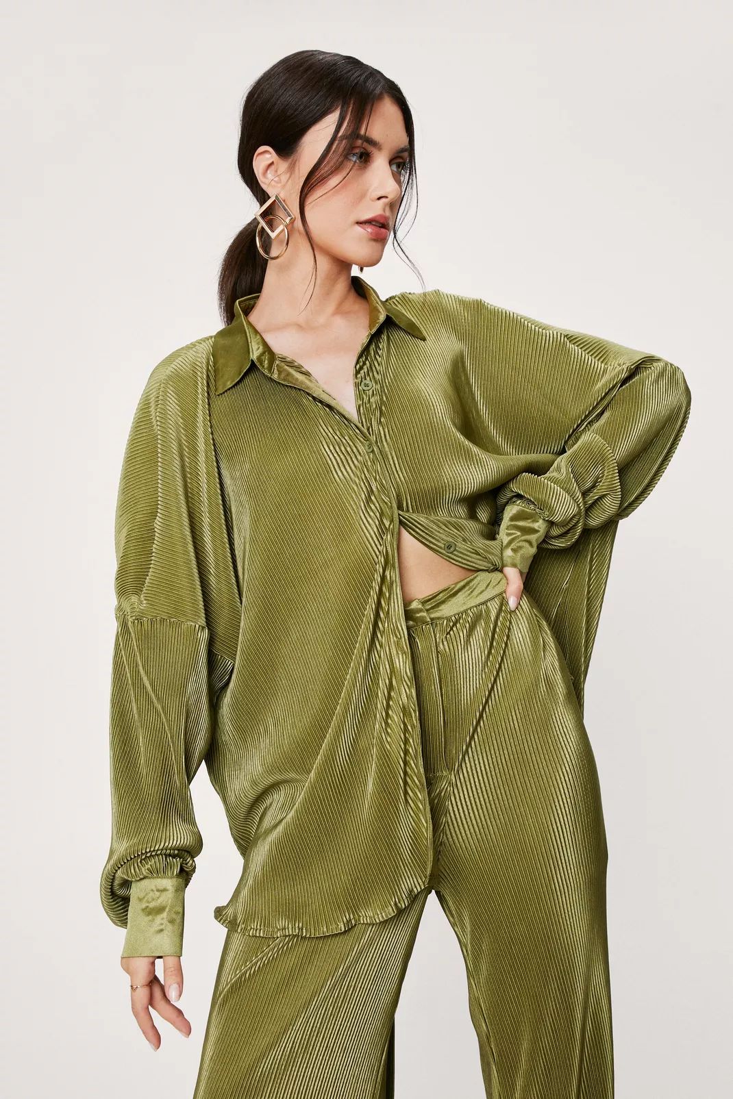 Plisse Oversized Button Down Shirt | Nasty Gal (US)