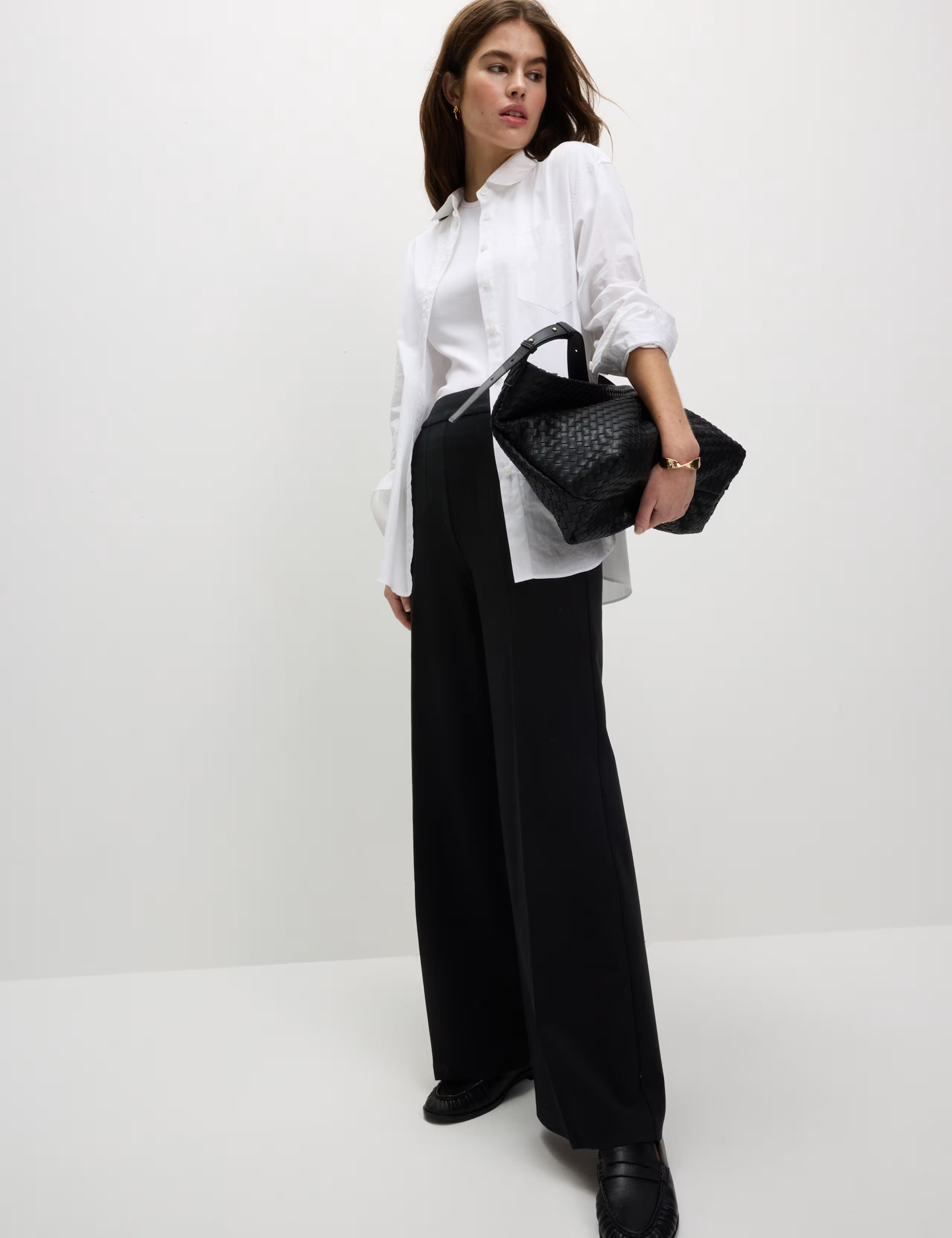 Jersey Wide Leg Trousers with Stretch | M&S Collection | M&S | Marks & Spencer (UK)