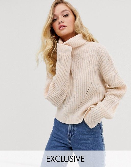 Micha Lounge Luxe roll neck sweater in wool blend | ASOS US