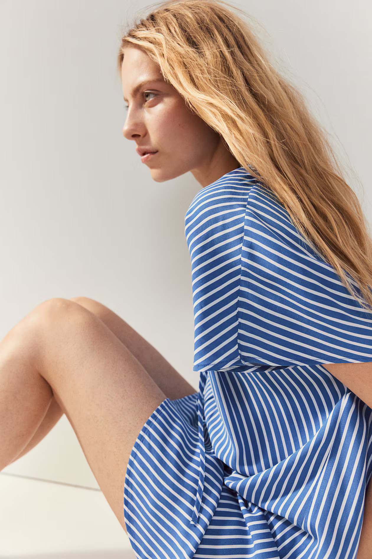 Tie-detail Dress - Blue/striped - Ladies | H&M US | H&M (US + CA)