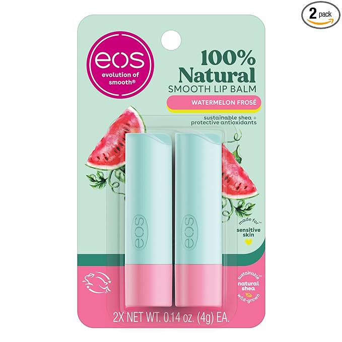 eos 100% Natural Lip Balm, Watermelon Frosé, All-Day Moisture, Lip Care Products, 0.14 oz, 2-Pac... | Amazon (US)