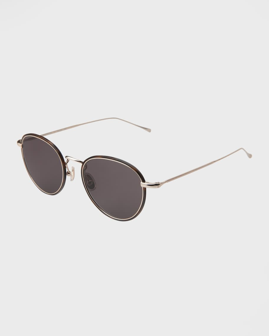 Illesteva Jefferson Ace Round Metal & Acetate Sunglasses | Neiman Marcus