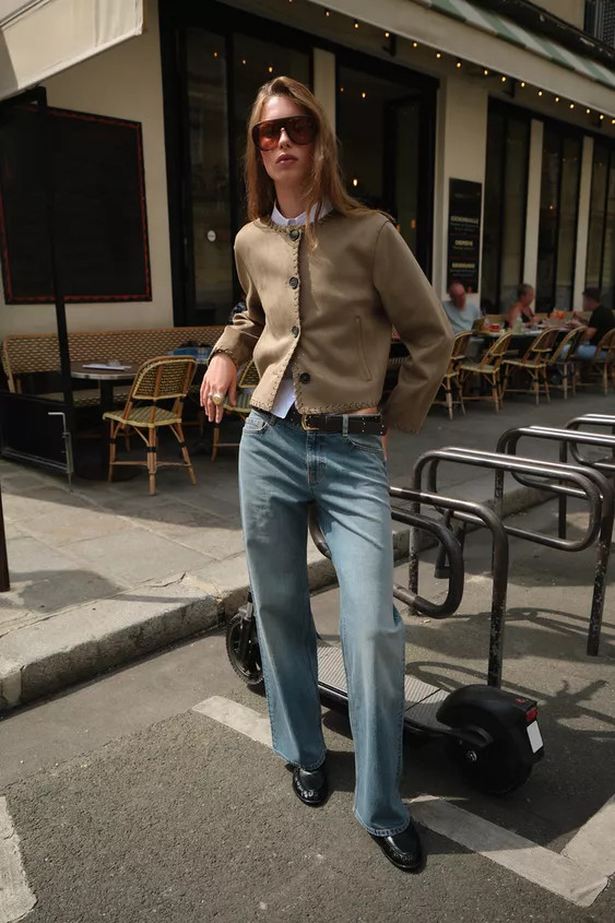 FAUX SUEDE JACKET WITH BRAIDED TRIM | Zara UK