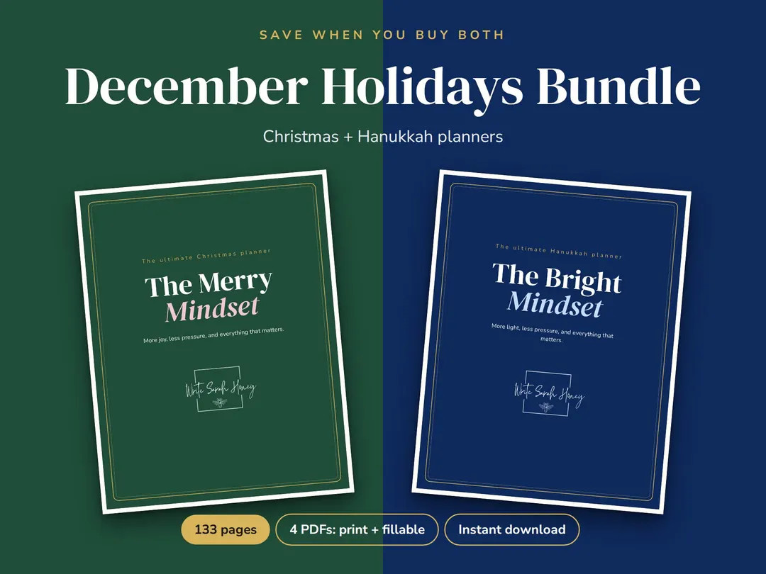 December Holidays Bundle, Christmas and Hanukkah Planner Bundle, Printable + Fillable PDF,  Holid... | Etsy (Global)