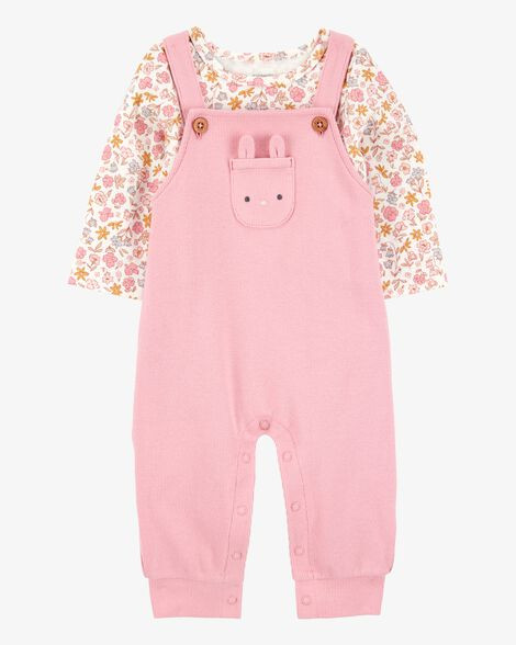 Baby 2-Piece Floral Bunny Long-Sleeve Tee & Coverall Set - Pink | Carter's Inc