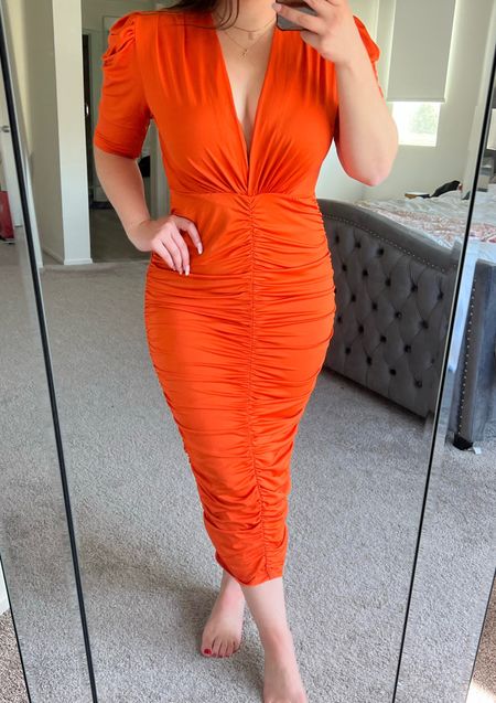 You guys!!! RUN and get this dress ASAP!!!!! It is SO GOOD!!! It’s comfortable, stretchy, sucks you in, shows all your curves and it’s only $35!!!!! And it comes in a bunch of other colors!!!! Cannot recommend it enough!! And I linked a few other orange dresses too!!! Also, I’m 5’4” for length reference! #dress #weddingguestdress #brunchoutfitideas #orangedress #summerdress #vacationoutfit #easterdress #dresses

#LTKFind #LTKstyletip #LTKunder50
