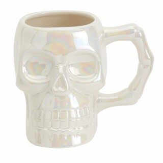 Holiday Home 18 oz Sculptural White Iridescent Skull Halloween Mug | Kroger