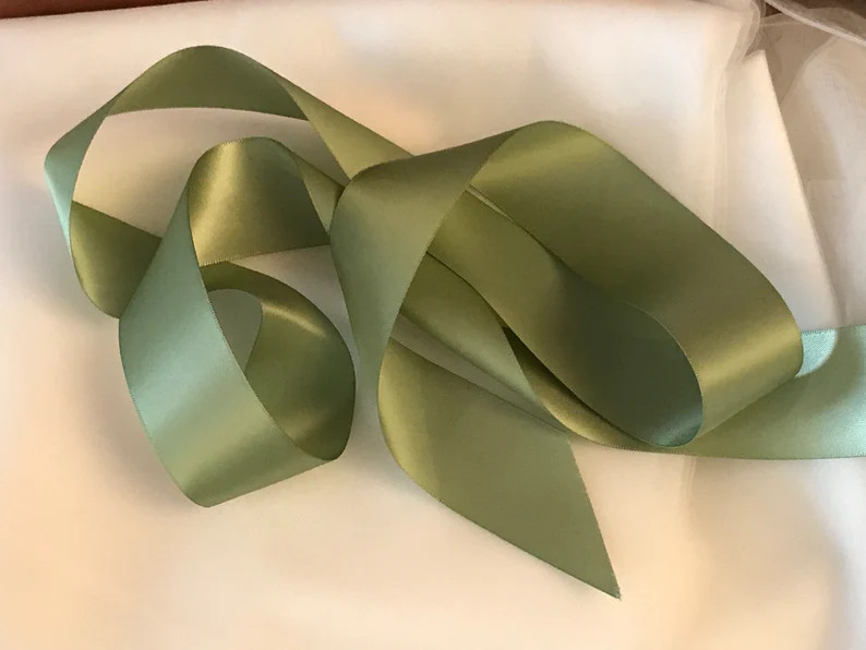 1  1.5  2 SPRING MOSS Satin Ribbon Sash | Etsy | Etsy (US)