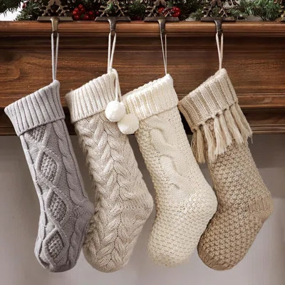 4 Pack 18 Inch Cable Knit Fireplace Stockings, Cozy Hanging Xmas Stockings | Wayfair North America