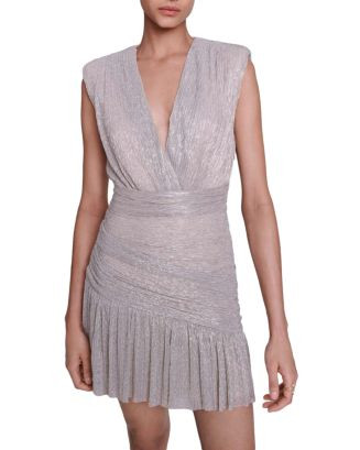 Metallic Plunge Neck Mini Dress | Bloomingdale's (US)