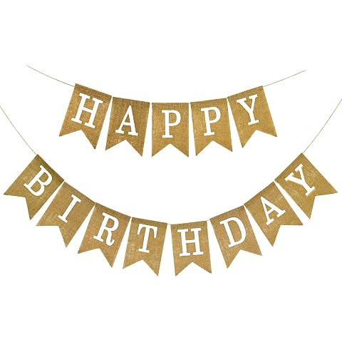 Happy Birthday Bannner Pre Strung Burlap Happy Birthday Sign for Birthday Party Decorations | Amazon (US)