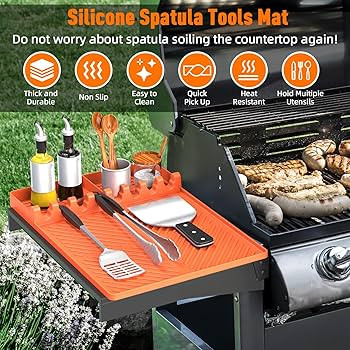 Silicone Grill Mat Compatible with Blackstone, BBQ Griddle Tools Mat with Drip Pad, Spatula Mat f... | Amazon (US)