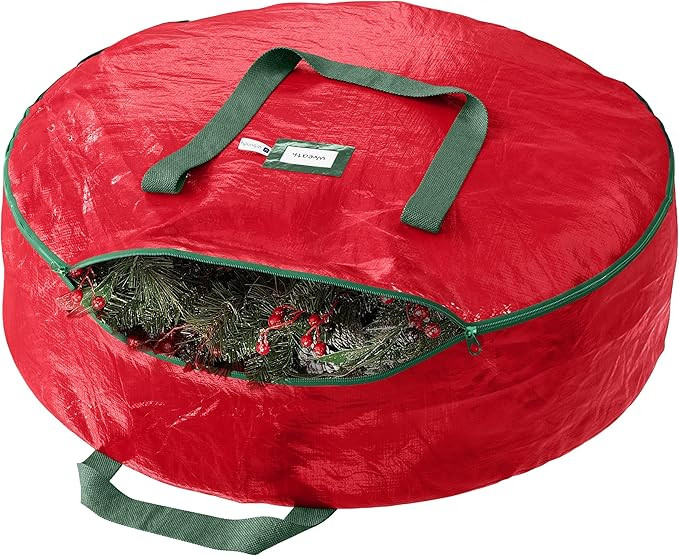 Heavy Duty Wreath Storage Bag 30 Inch, 1-Pack - Christmas Wreath Storage Container Red - Waterpro... | Amazon (US)