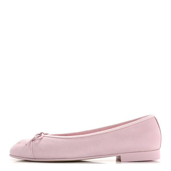 Suede Calfskin Cap Toe CC Ballerina Flats 37.5 Light Pink | FASHIONPHILE (US)