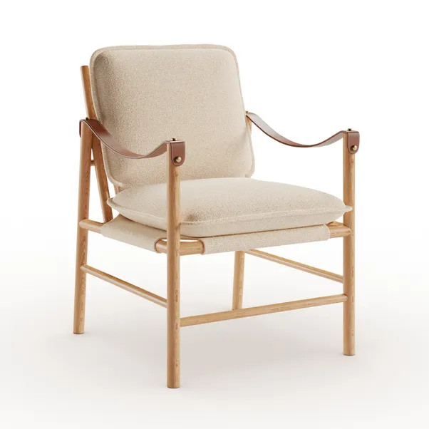 Explorer Wooden Frame Boucle Accent Chair | Dunelm