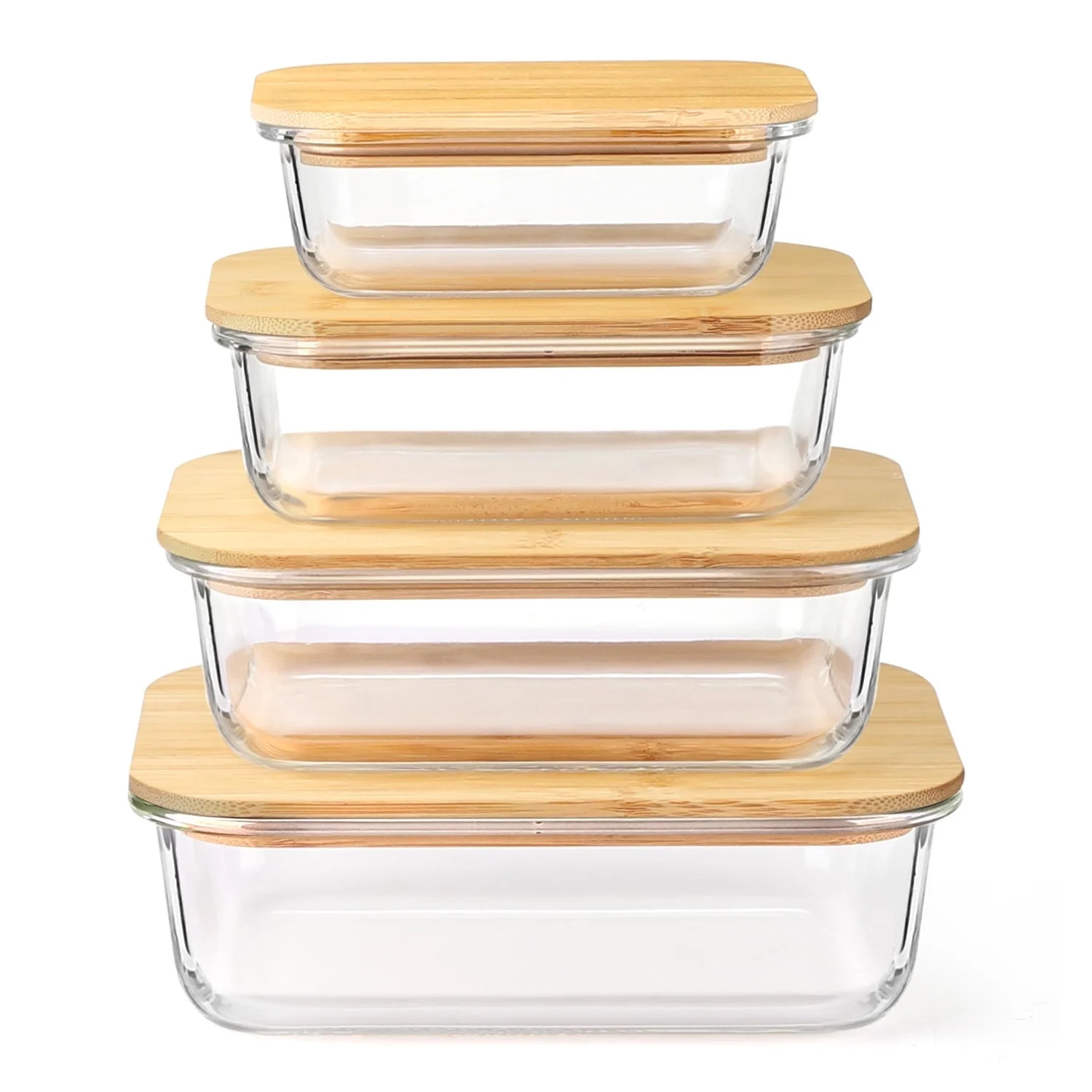 8 Pcs Glass Food Storage Containers with Bamboo Lids, Meal Prep Glass Containers Bento Lunch Box,... | Walmart (US)