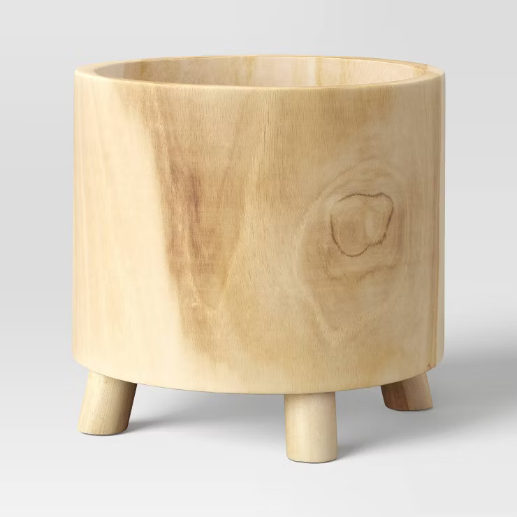 Round Teak Wood Footed Planter - Threshold™ | Target