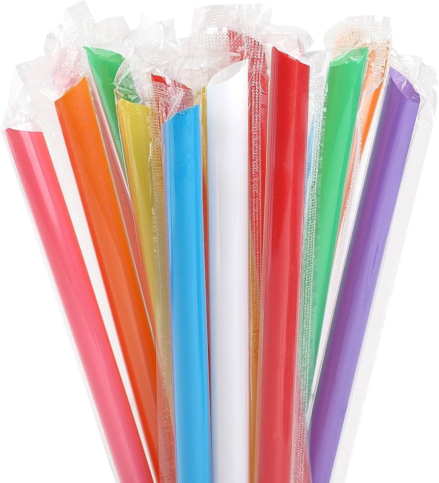 100 Pcs Jumbo Smoothie Straws Boba Straws,Individually Wrapped Multi Colors Disposable Plastic La... | Amazon (US)
